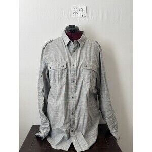 Rock & Republic Gray Plaid Utility Button Up Shirt Mens XL Long Sleeve